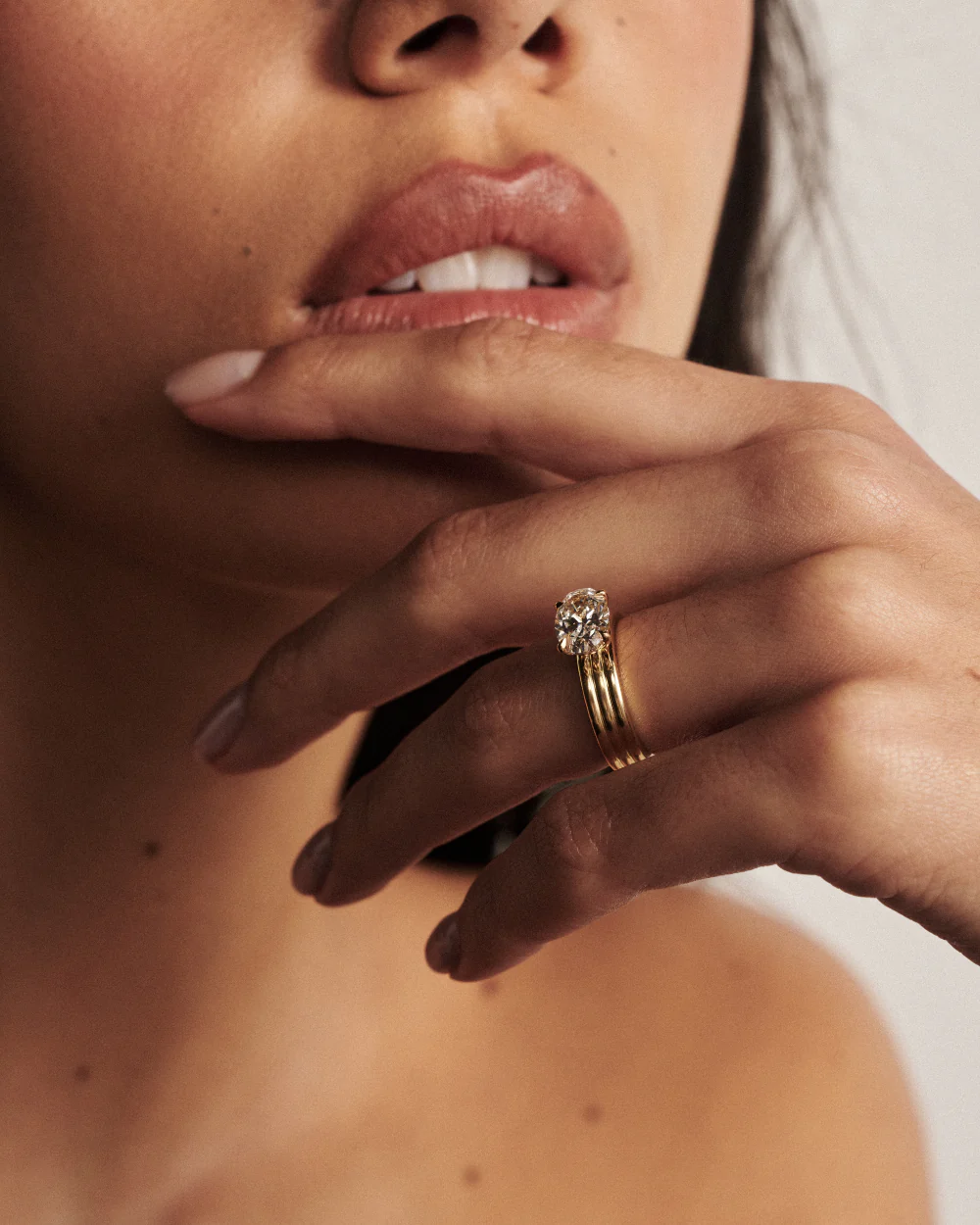 Blair Triple Band East West Oval Engagement Ring - Image 2