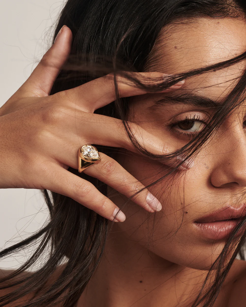 Claudette Pear Diamond Signet Ring - Image 3