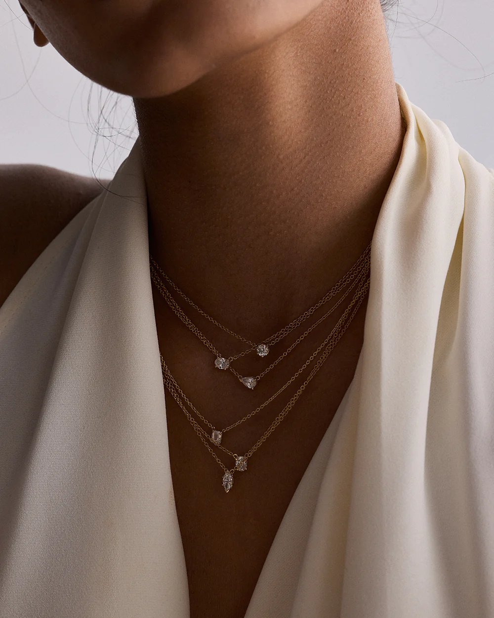 East-West Oval Solitaire Diamond Necklace - Image 7