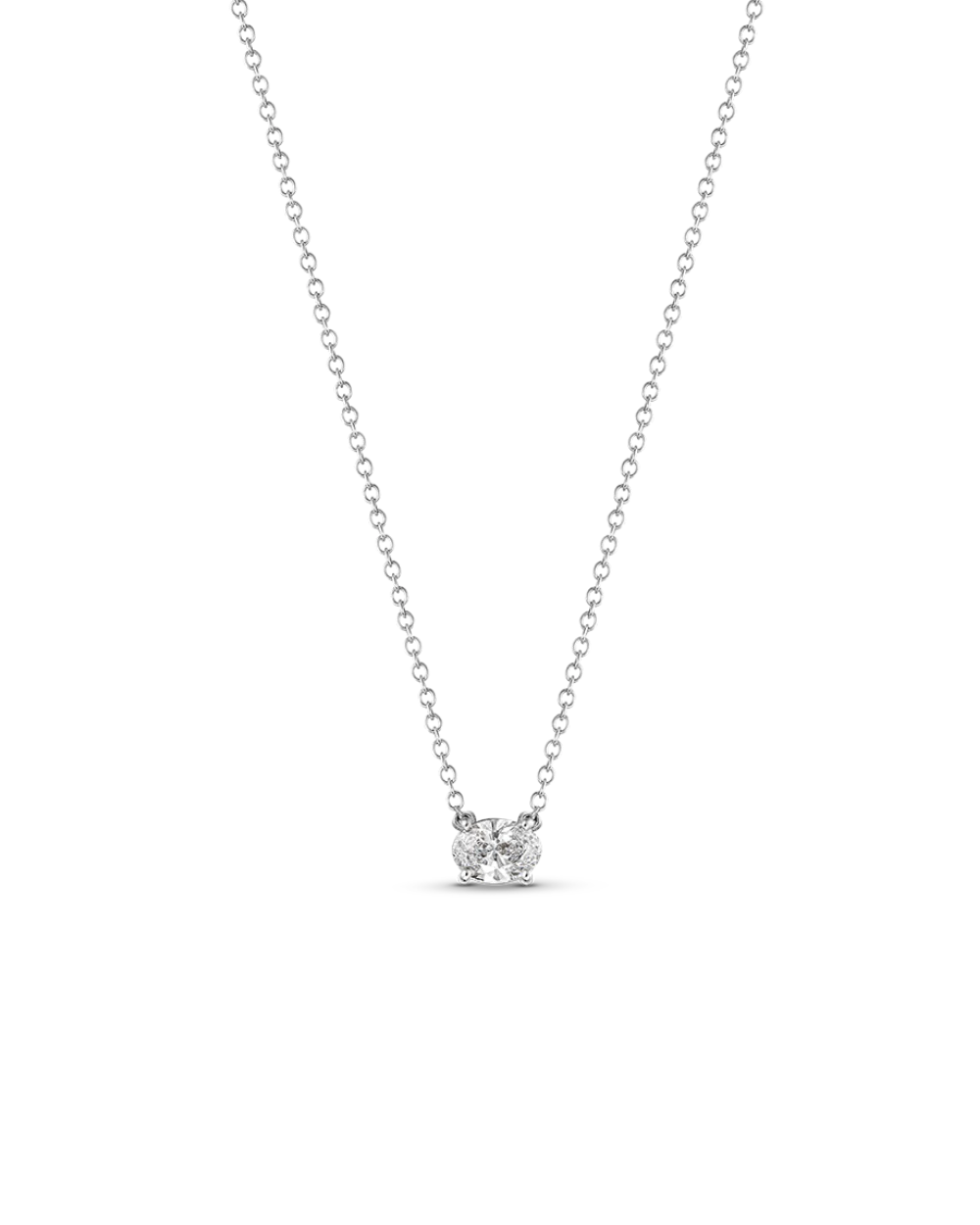 East-West Oval Solitaire Diamond Necklace - Image 8