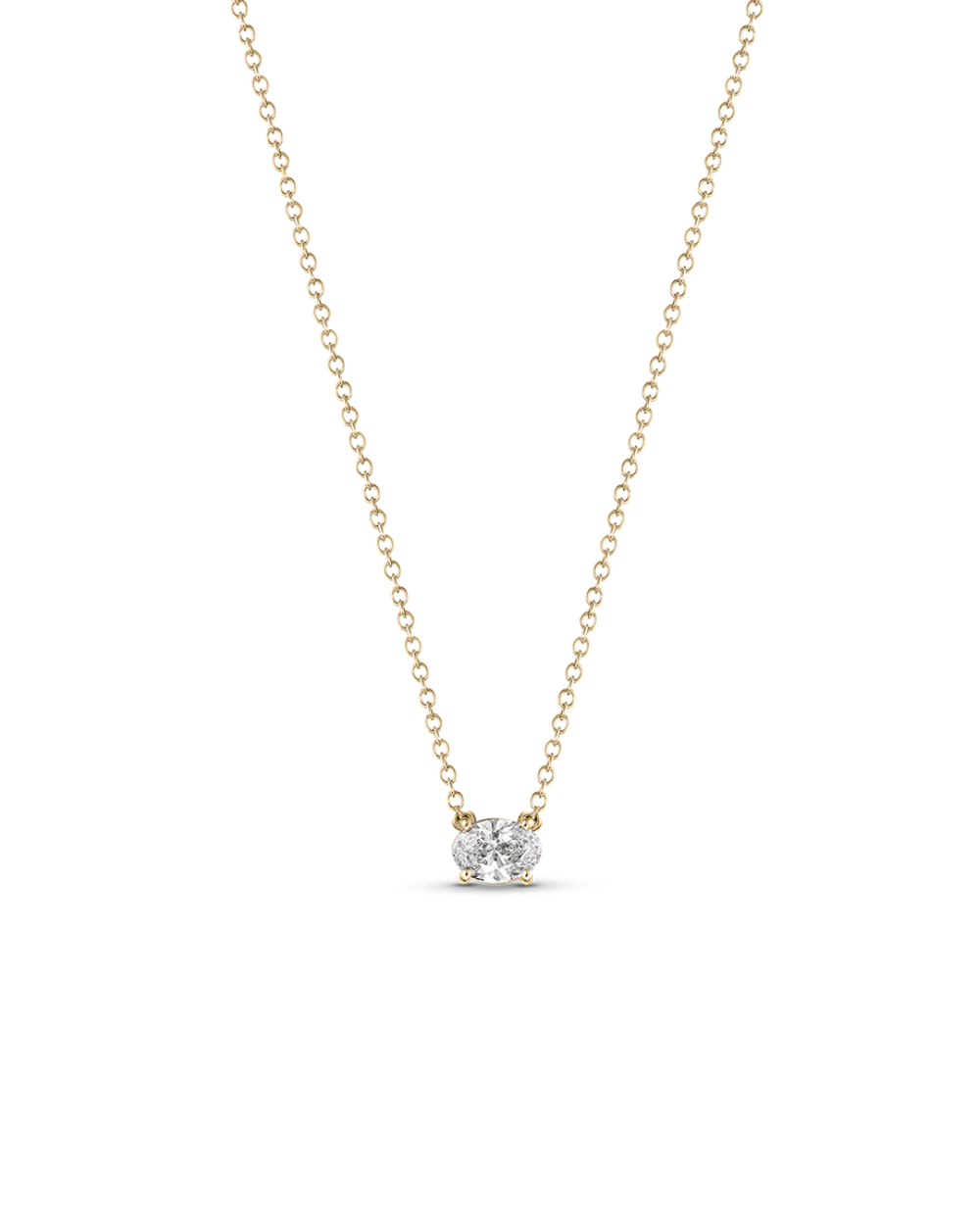 East-West Oval Solitaire Diamond Necklace - Image 9