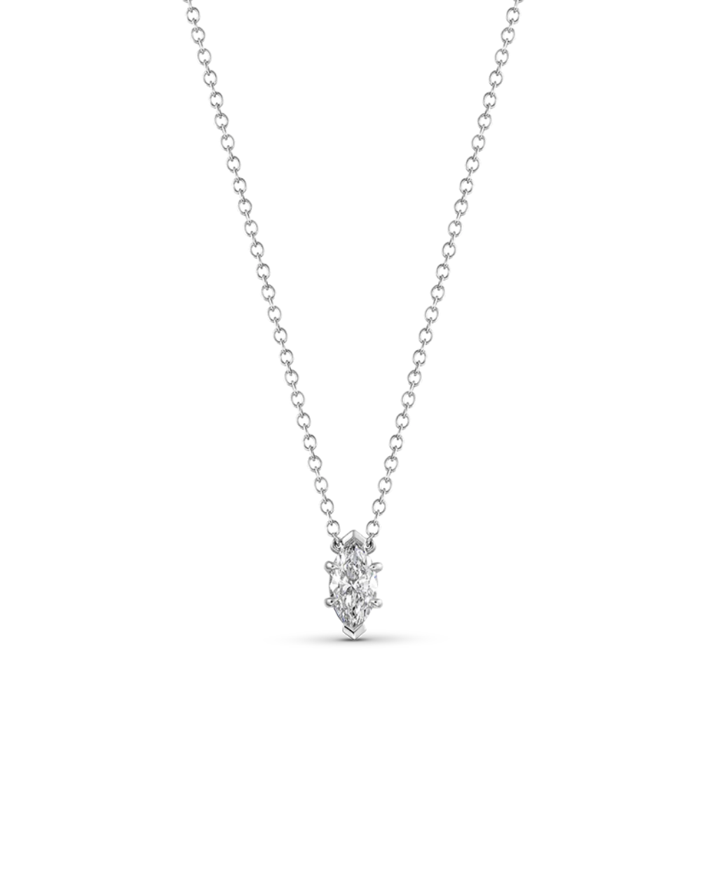 Marquise Solitaire Diamond Necklace - Image 5