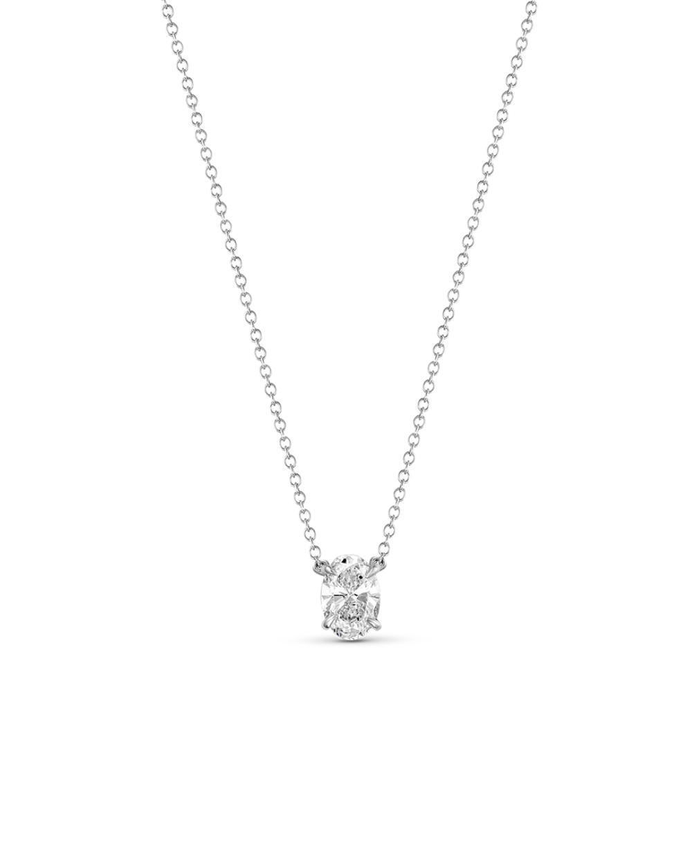 Oval Solitaire Natural Diamond Necklace - Image 6